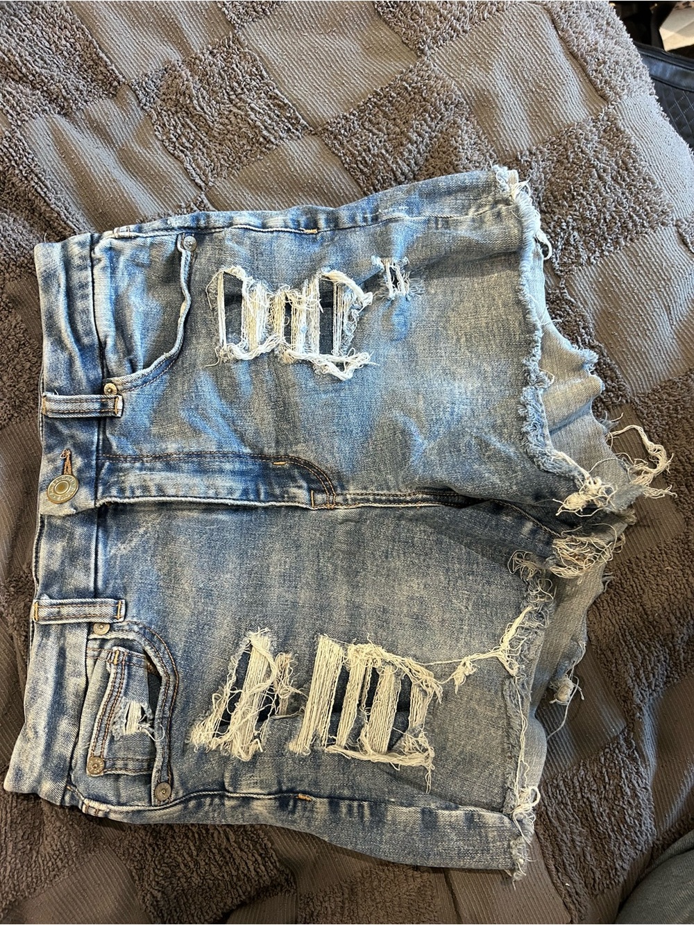 Distressed Light Wash Denim Shorts